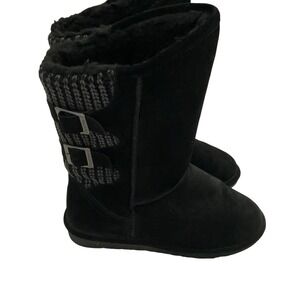 Bearpaw Women's Boshie Black Suede Sheepskin Wool Boots - Size 9 - Like New